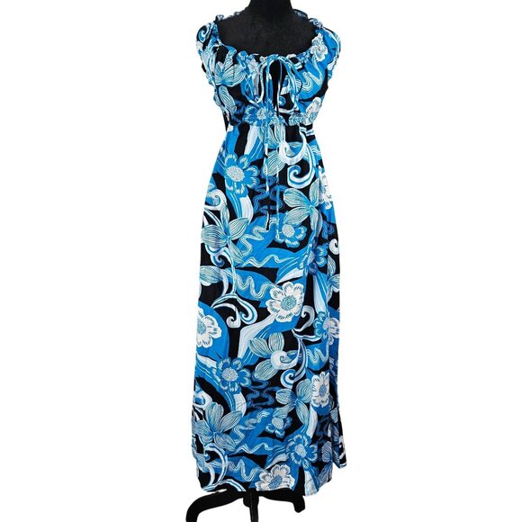 Floral Blue Maxi Dress - Picture 1 of 10